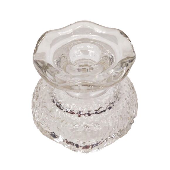 Vintage Anchor Hocking Pebble Glass Reversible Candle Holder Stax Pillar Taper - Picture 3 of 7